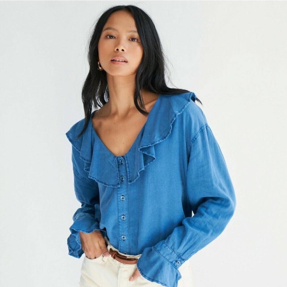 Free People Linen Amber Ruffle Top